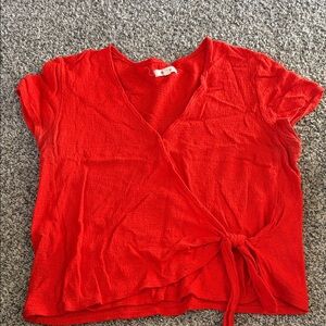Madewell Vibrant Red Wrap Blouse